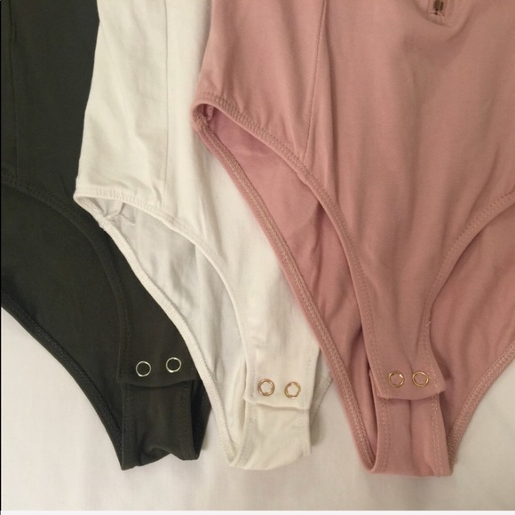 -Olive Zipper Bodysuit- - Picture 5 of 5